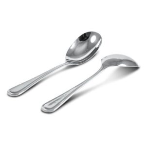 set of two (2) - elegant regency line tabletop flatware serving spoon, serving utensil, buffet banquet serving spoons, 18/8 gauge mirror-polished stainless steel