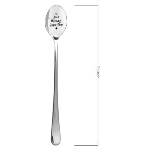 Best Mom Gifts - Good Morning Super Mom - Tea Coffee Lover Stainless Steel Engraved Spoon Funny Mom Gift for Birthday Mother's Day Xmas