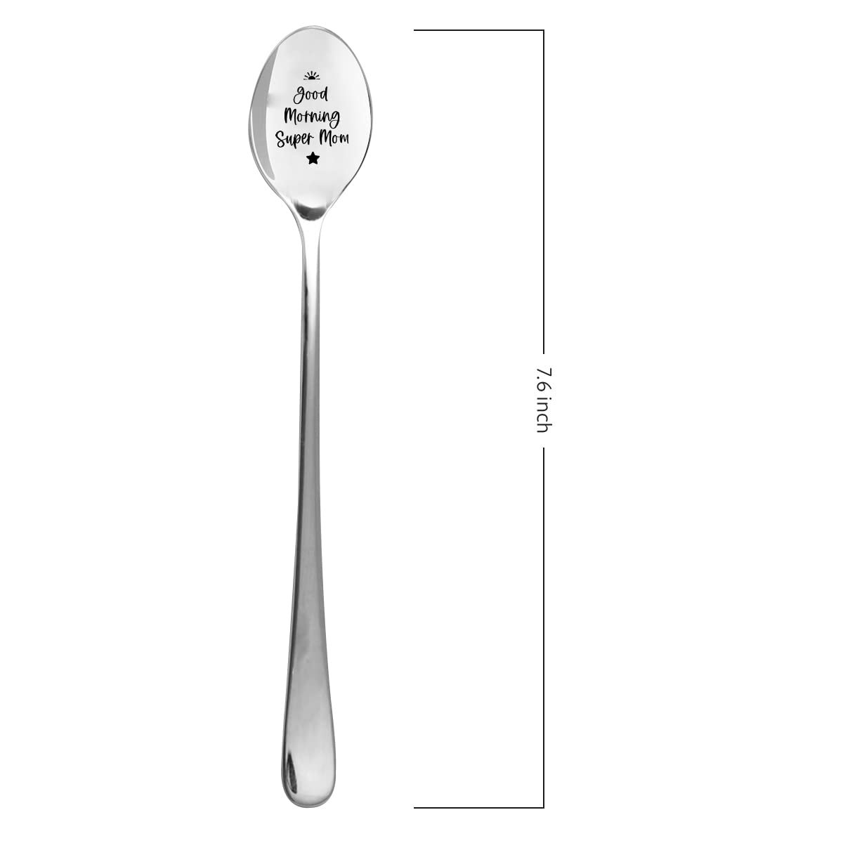 Best Mom Gifts - Good Morning Super Mom - Tea Coffee Lover Stainless Steel Engraved Spoon Funny Mom Gift for Birthday Mother's Day Xmas