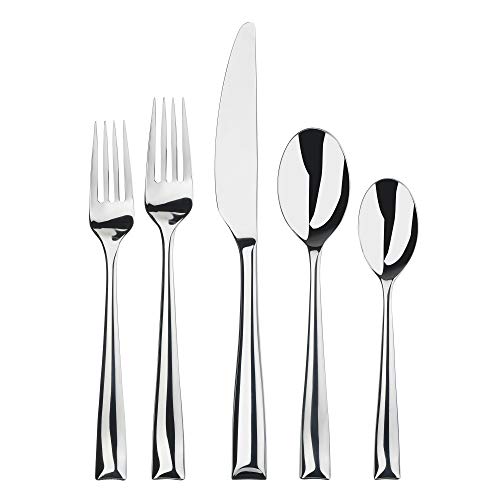 Gourmet Settings 20-Piece Silverware Soprano Collection Polished Stainless Steel Flatware Sets, Service for 4, Kitchen Cutlery Utensil Knife/Fork/Spoons, Dishwasher Safe