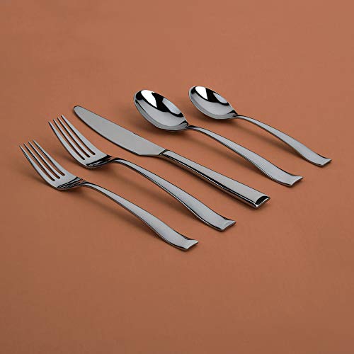 Gourmet Settings 20-Piece Silverware Soprano Collection Polished Stainless Steel Flatware Sets, Service for 4, Kitchen Cutlery Utensil Knife/Fork/Spoons, Dishwasher Safe