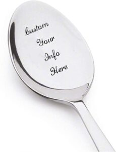 obtian custom personalized spoon engraved your idea,text,massage in the spoon customize awesome stainless steel spoon engraved spoon unique gift for best friend,lover,parent,child (tip coffee spoon)