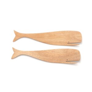 ironwood gourmet tools serving utensils, set of 2 whale salad servers, brown