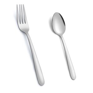 60 pieces dinner forks (7.1 inches) and teaspoons (6.2 inches), pleafind forks silverware and teaspoons, contains 24 pieces forks and 36 pieces teaspoons, use for home, kitchen, restaurant
