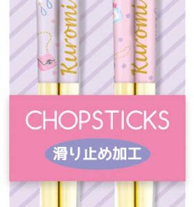 Tee's Factory Sanrio Happiness Girl Kuromi Bamboo Chopsticks Set of 2, 8.3 inches (21 cm)