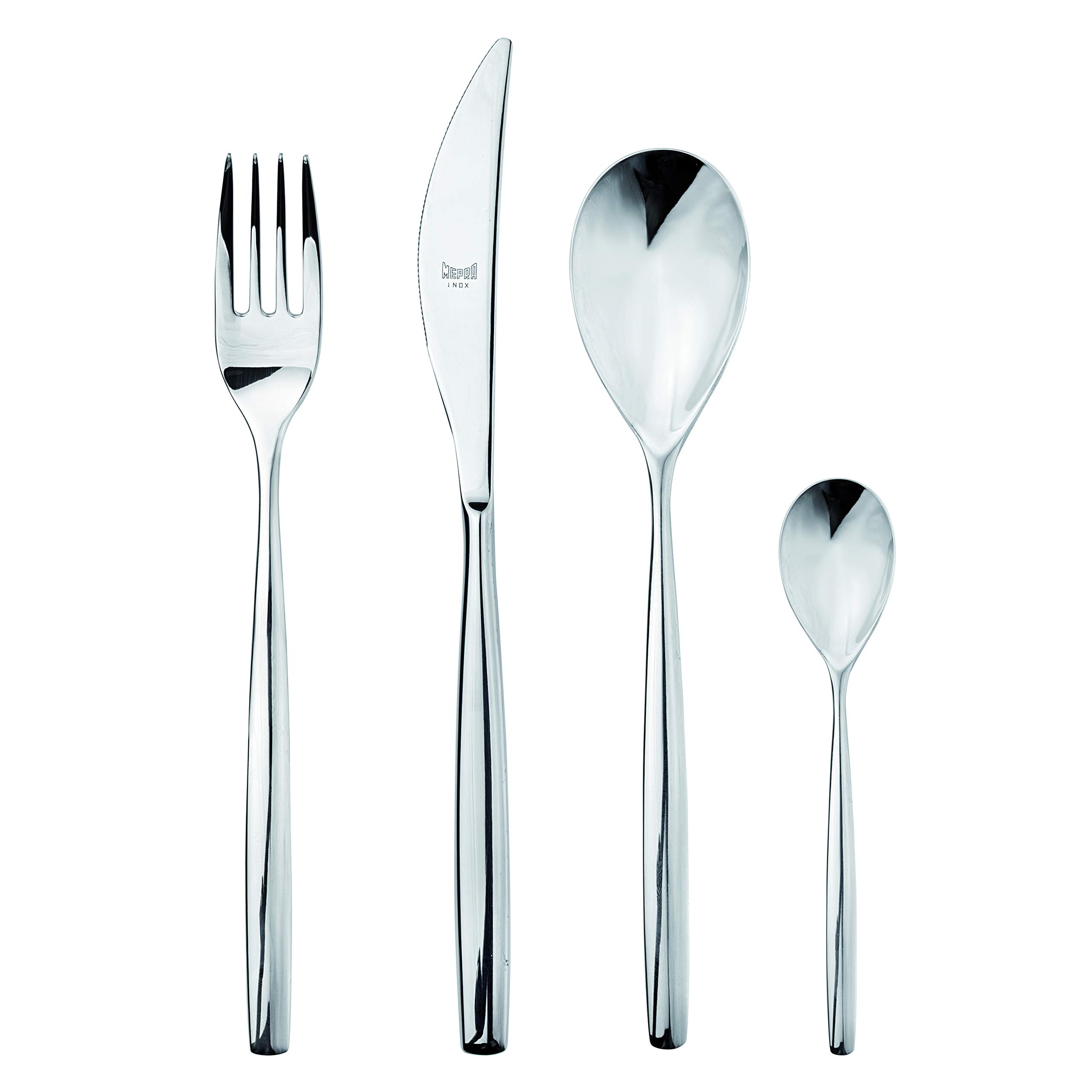 Mepra Stiria Stainless Steel Cutlery Set for 6, 24 Pieces, Spoons, Forks and Knives, Silver