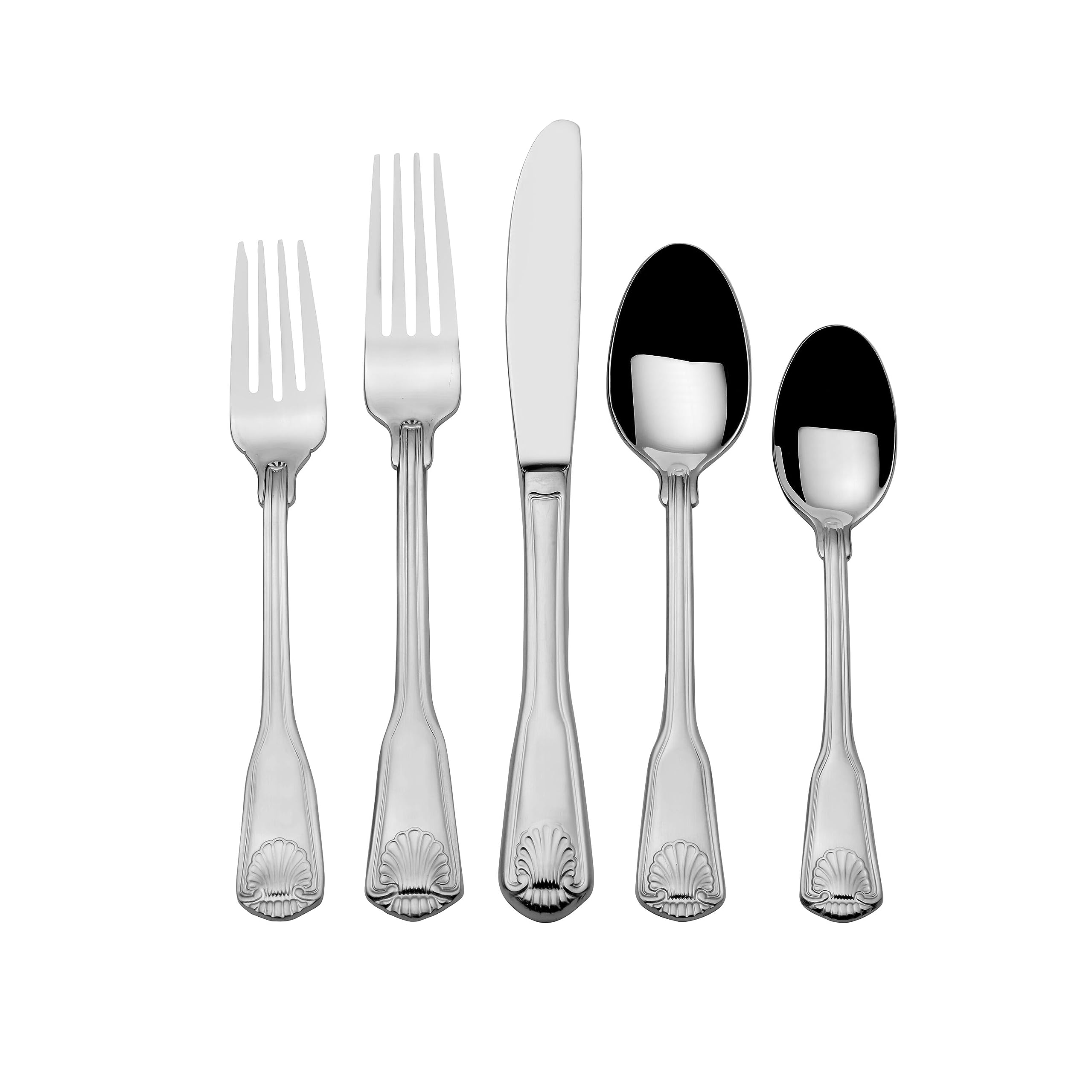 Towle London Shell 45-Piece 18/10 Stainless Steel Flatware Set, Service for 8