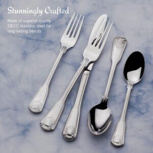 Towle London Shell 45-Piece 18/10 Stainless Steel Flatware Set, Service for 8