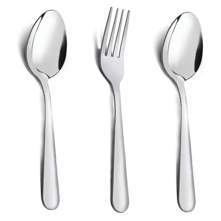 Unokit 48-piece Forks and Spoons Set, contain 36 spoons and 12 forks, Mirror Polished, Spoons and Forks Set for Restaurants/Hotels/Canteens/Cafeteria, Dishwasher Safe