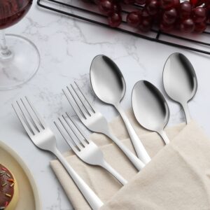 Unokit 48-piece Forks and Spoons Set, contain 36 spoons and 12 forks, Mirror Polished, Spoons and Forks Set for Restaurants/Hotels/Canteens/Cafeteria, Dishwasher Safe