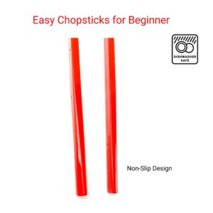 JapanBargain 2213, Reusable Training Chopsticks Plastic Connected Chopsticks Helper for Adult and Children, Red, 2 Pair