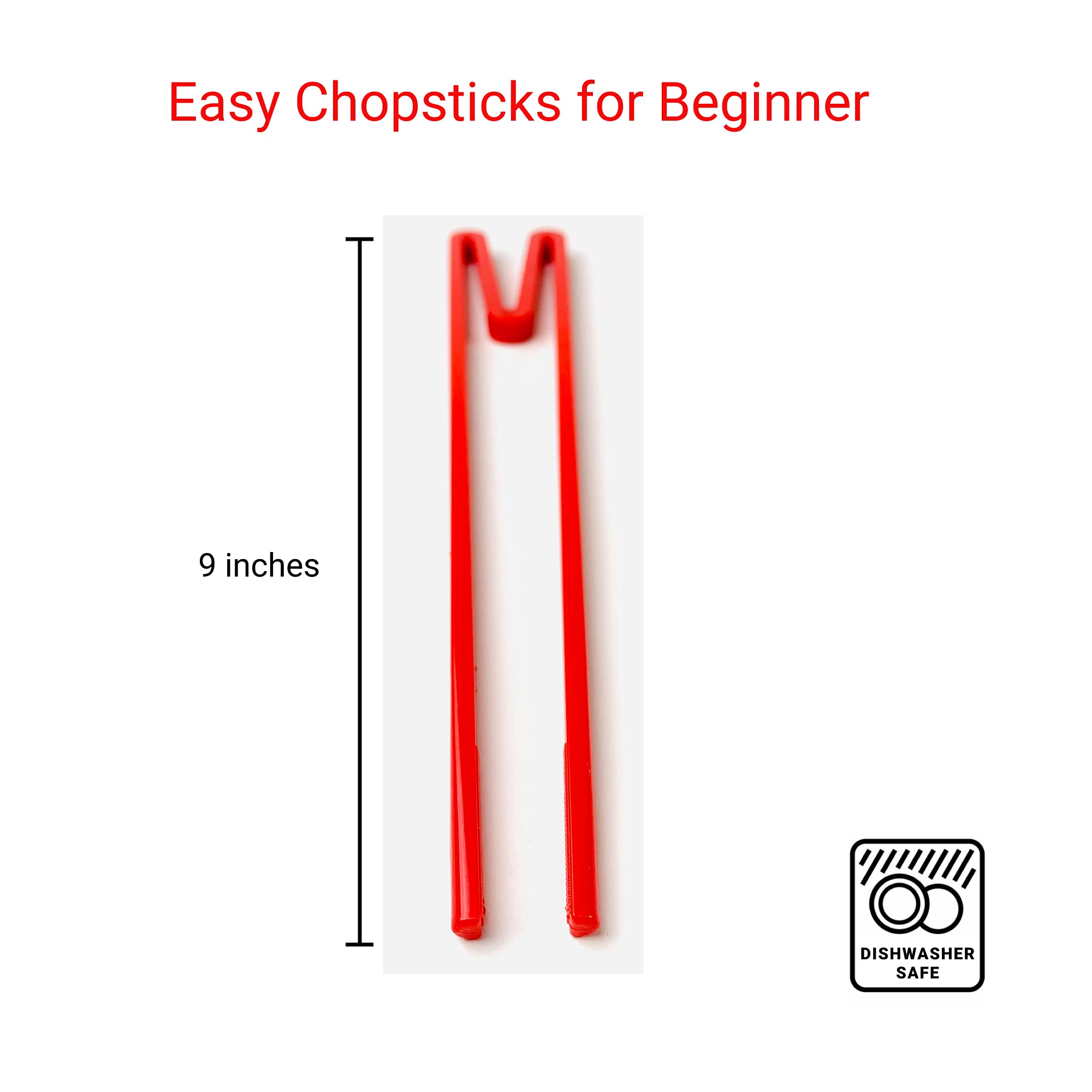 JapanBargain 2213, Reusable Training Chopsticks Plastic Connected Chopsticks Helper for Adult and Children, Red, 2 Pair