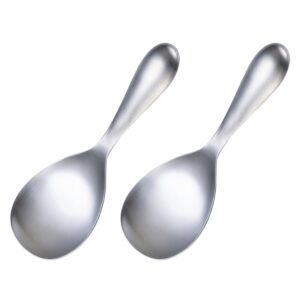 rice paddle spoon stainless steel: 2pcs non stick rice spoon scooper spatula rice cooker spoon serving spoon rice spatula for rice