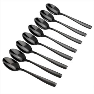 teyyvn 8-pack black stainless steel coffee spoons, demitasse espresso spoons set
