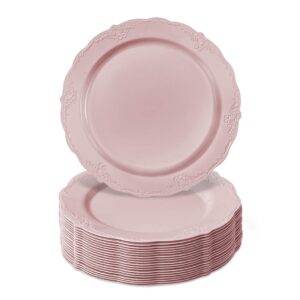 silver spoons 20 premium reusable plastic salad plates | vintage - blush | 9'