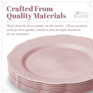 Silver Spoons 20 Premium Reusable Plastic Salad Plates | Vintage - Blush | 9'