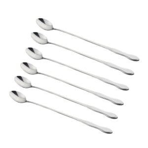 sellerway long handle spoon, 12-inch stainless steel iced teaspoon for mixing, cocktail stirring, coffee, set of 6
