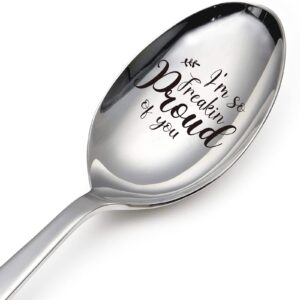 ming heng i'm so freakin proud of you motivational engraved stainless steel spoon, best coffee spoon dessert spoon gifts for men women graduates,family, friend birthday graduation christmas gifts