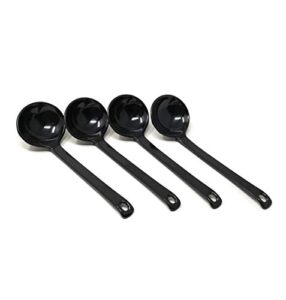 asian home black melamine japanese long handle spoons for ramen, soup, hot pot eating, mixing, stirring 8.25 inches (4 spoons)