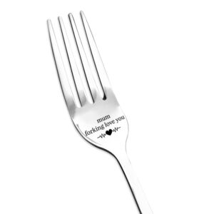 gifts for mother mothers day birthday gifts i forking love you mom dinner forks, funny mum engraved fork, stainless steel dessert forks for mom mother mommy gift from daughter son