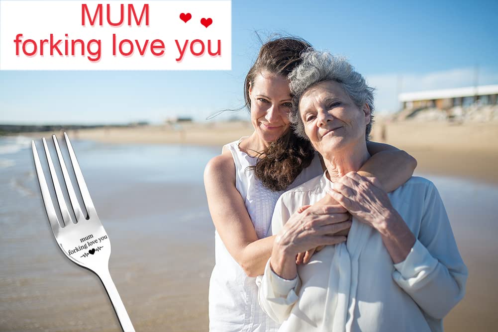 Gifts for Mother Mothers Day Birthday Gifts I Forking Love You Mom Dinner Forks, Funny Mum Engraved Fork, Stainless Steel Dessert Forks for Mom Mother Mommy Gift from Daughter Son