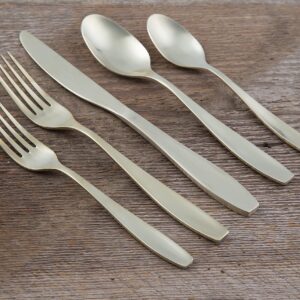 CAMBRIDGE Silversmiths January Champagne Satin 20-Piece Flatware Set, Service for 4