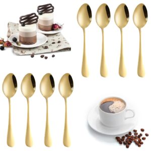 set of 8, gold demitasse espresso spoon, sourceton gold mini coffee spoons for dessert, coffee sugar, tea, appetizer (4.9 inch)