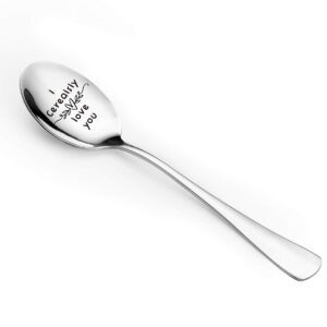 I Cerealsly Love You Spoon Engraved Stainless Steel Funny Cereal Spoon for Cereal Lover, Girlfriend,Wife,Husband,Boyfriend,Fiancé,Fiancée - Perfect Birthday,Valentine,Anniversary,Christmas Gifts