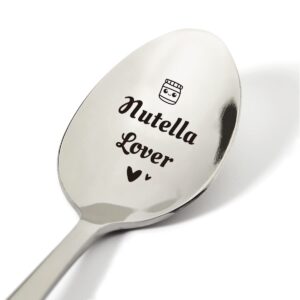 nutella lover spoon engraved stainless steel present cute, novelty spoon gifts for men women birthday thanksgiving xmas (7.5")