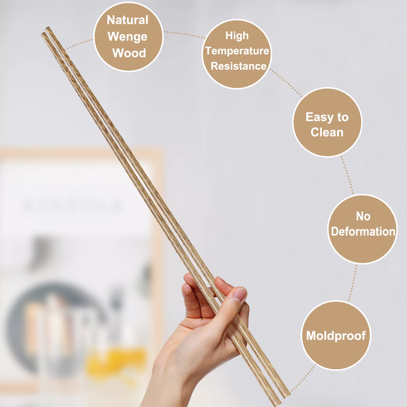 2 Pairs Classic 16.5 Inches Wooden Chopsticks Extra Long Splashproof for Frying Hotpot Cooking Noodles, Premium Natural Wenge Wood Chopsticks Gift Set Dishwasher Safe Reusable Heatproof Oilproof