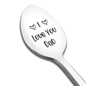 i love you dad spoon engraved funny gift for father, ice cream tea coffee cereal lover spoon best dad thanksgiving christmas birthday gifts
