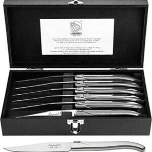 laguiole style de vie steak knives, luxury line, 6 pieces, fully stainless steel, in giftbox