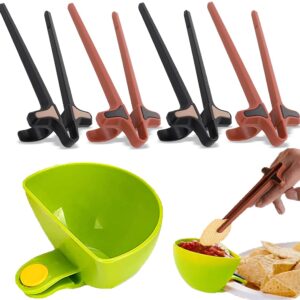 4 pcs finger chopsticks - 1 pcs dip clip bowl, snack chopsticks , creative gamer accessories and kids chopsticks, finger chopsticks for snacking, gaming finger sleeves gift for gamer and snack clips