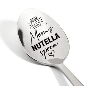 Mom's Nutella Engraved Spoon, Mom Nutella Lover Gifts Spoon Stainless Steel Gift for Mother's Day Birthday Christmas