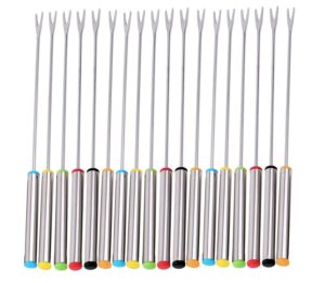vincilee 18 pieces stainless steel fondue forks with heat resistant handle for cheese chocolate fondue roast marshmallows meat dessert fork fondue melting skewer barbecue fork kitchen tools