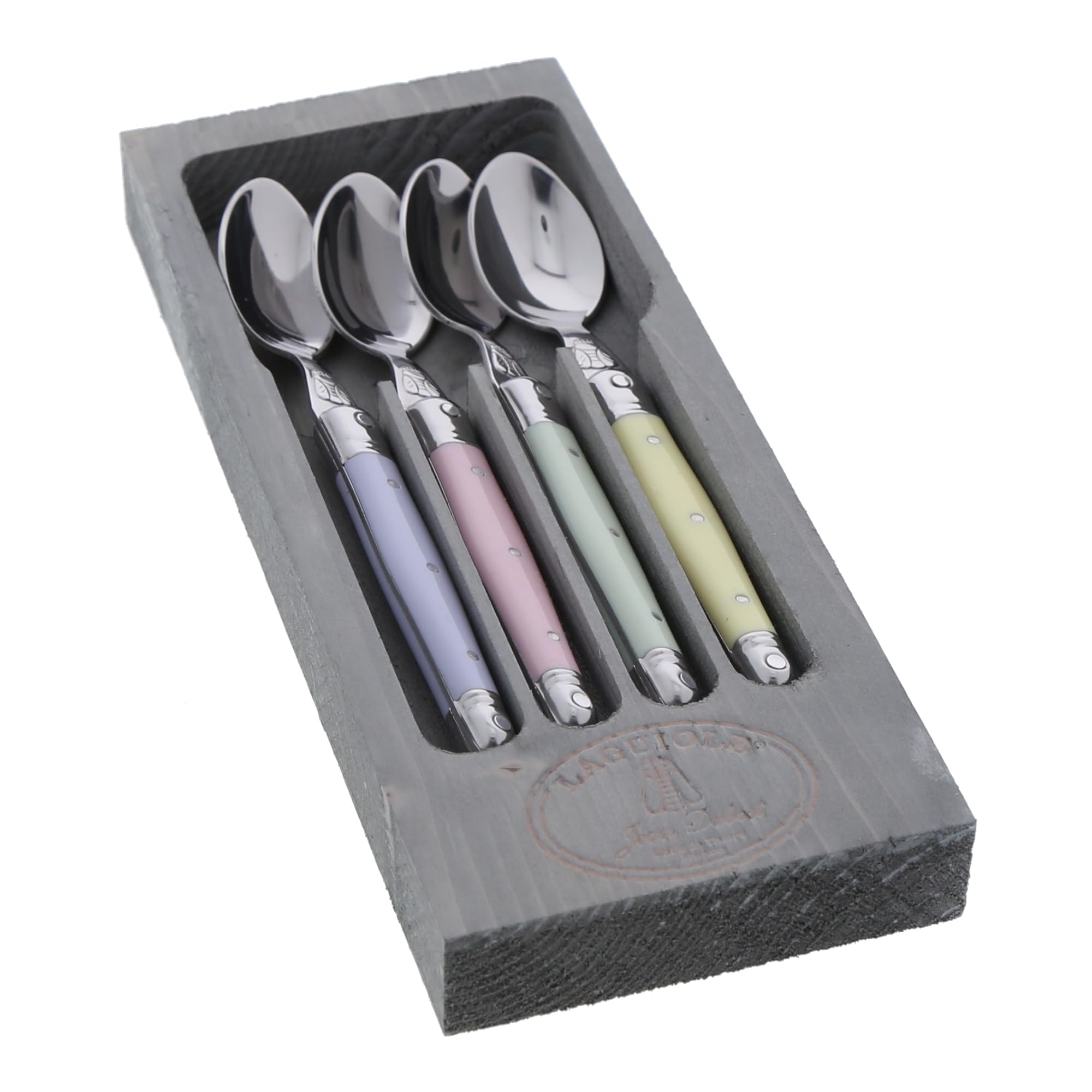 Jean Dubost 4 Dessert Spoons, Pastel