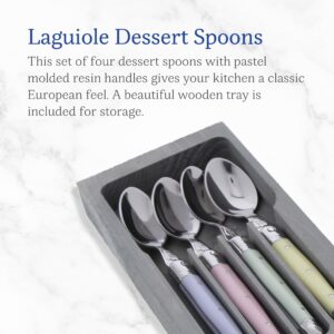 Jean Dubost 4 Dessert Spoons, Pastel