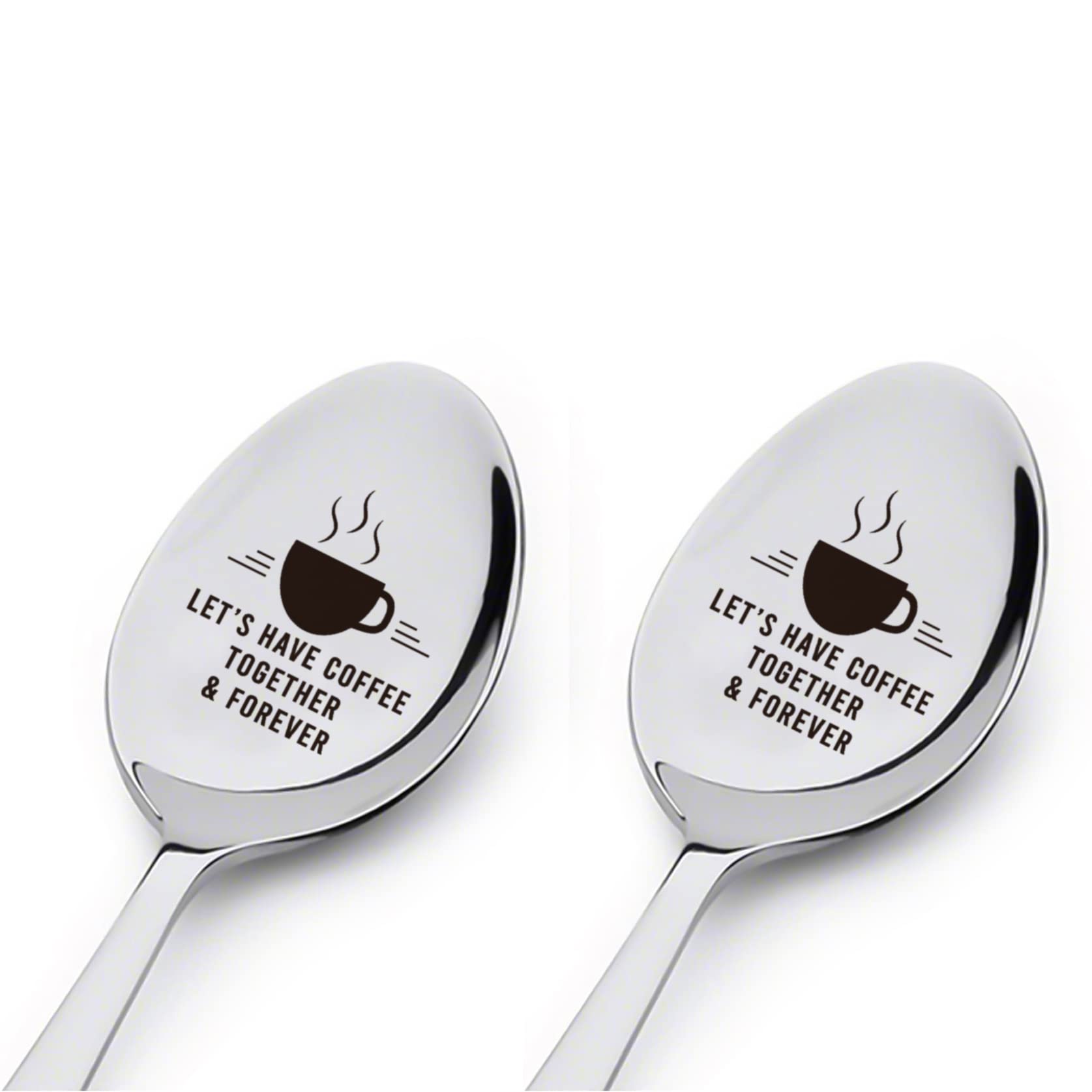 Couple Gifts Friends Gifts—Let's Have Coffee Together & Forever Engraved Spoon Personalized Gift for Valentine's Day gift,Birthday Gift,Thanksgiving Day Gift,Christmas Gift(2PCS)