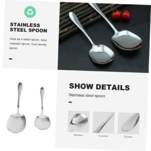 Luxshiny 2pcs Stainless Steel Kitchen Utensil Set Espresso Coffee Stirrer Espresso Spoon Buffet Serving Set Stainless Serving Spoon Big Rice Spoon Salad Spoon Western Food Serving Spoon Mix