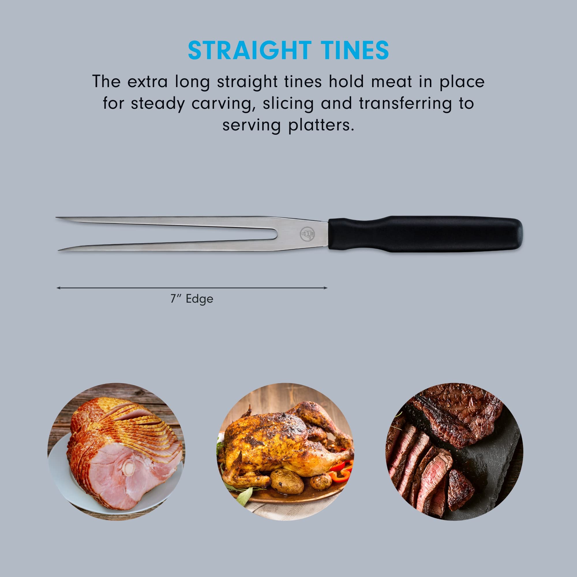 Messermeister Pro Series 7” Straight Carving Fork - German X50 Stainless Steel & NSF-Approved PolyFibre Handle - Rust Resistant & Easy to Maintain - Made in Portugal