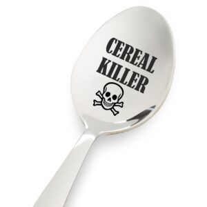 cereal killer | engraved stainless steel spoon | funny gift for birthday | anniversary | christmas stocking stuffer | stainless steel 7 inches teaspoon | gift under $20