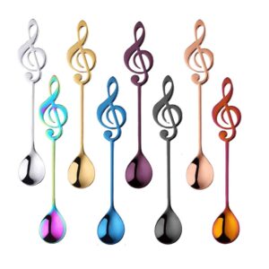 table spoons music note spoons 8-pack teaspoons colorful dessert spoon,304 stainless steel musical notation shaped coffee spoons (multi-color) soup spoons (size : s8)