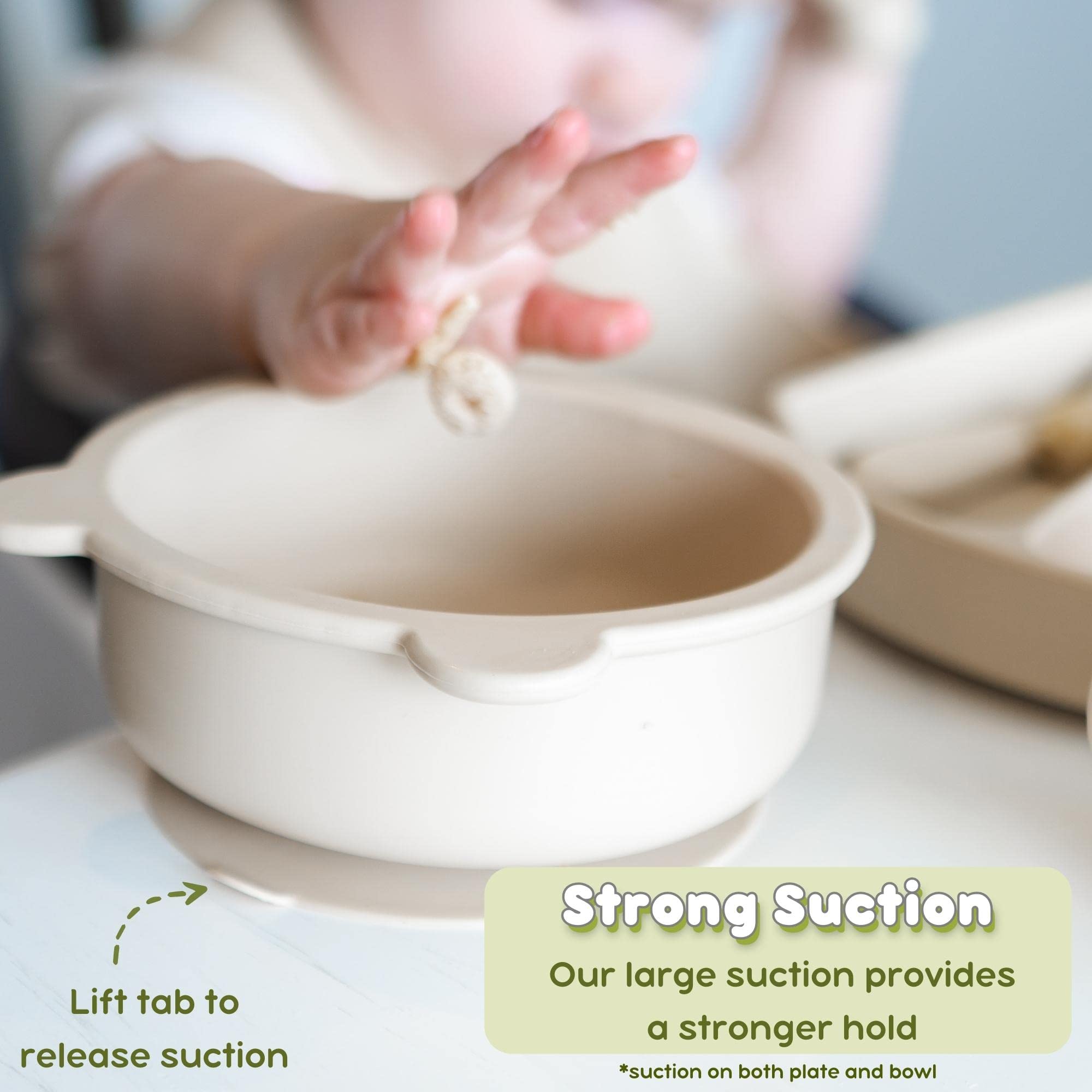 Anari Baby Led Weaning Supplies | Divided Silicone Suction Toddler Plates and Bowls Set | First Stage Self Feeding Baby Utensils | Baby Feeding Supplies for 6+ months old (Pastel Blue)