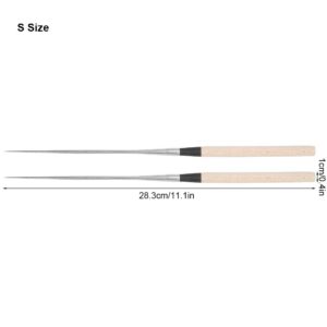 1 Pair Reusable Chopsticks, Stainless Steel Cooking Chopsticks Japanese Sushi Chopstick with Wood Handle(S)