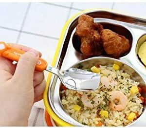 Edison Friends Spoon + Chopstick + Folk + Wide Case 4P Set for Right Hand Use, Rabbit, Soft Silicone Ring, Hygienic Stainless Steel