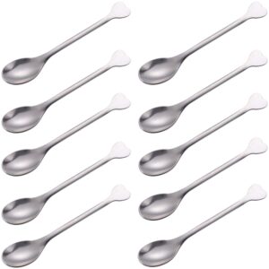 goeielewe mini dessert spoons set of 10, stainless steel demitasse spoons mini espresso coffee spoons, small spoons for dessert, tea, appetizer - heart-shaped handle, 4.5-inch