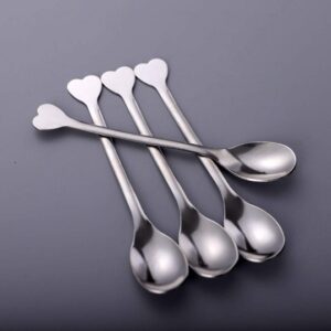 Goeielewe Mini Dessert Spoons Set of 10, Stainless Steel Demitasse Spoons Mini Espresso Coffee Spoons, Small Spoons for Dessert, Tea, Appetizer - Heart-shaped Handle, 4.5-Inch