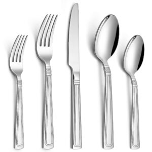 lianyu 30-piece elegant silverware set, stainless steel flatware cutlery set for 6, fancy eating utensils tableware include forks knives spoons for home restaurant party wedding, dishwasher safe