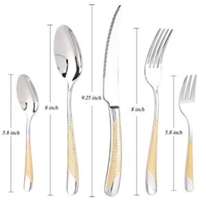 Silverware Set Stainless Steel Flatware Tableware Cutlery Set Include Knife Fork Spoon Gold Silver Cutlery Set 5 Pcs(Gold)