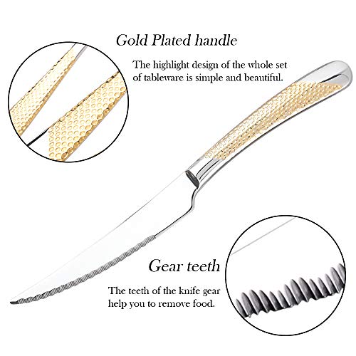 Silverware Set Stainless Steel Flatware Tableware Cutlery Set Include Knife Fork Spoon Gold Silver Cutlery Set 5 Pcs(Gold)